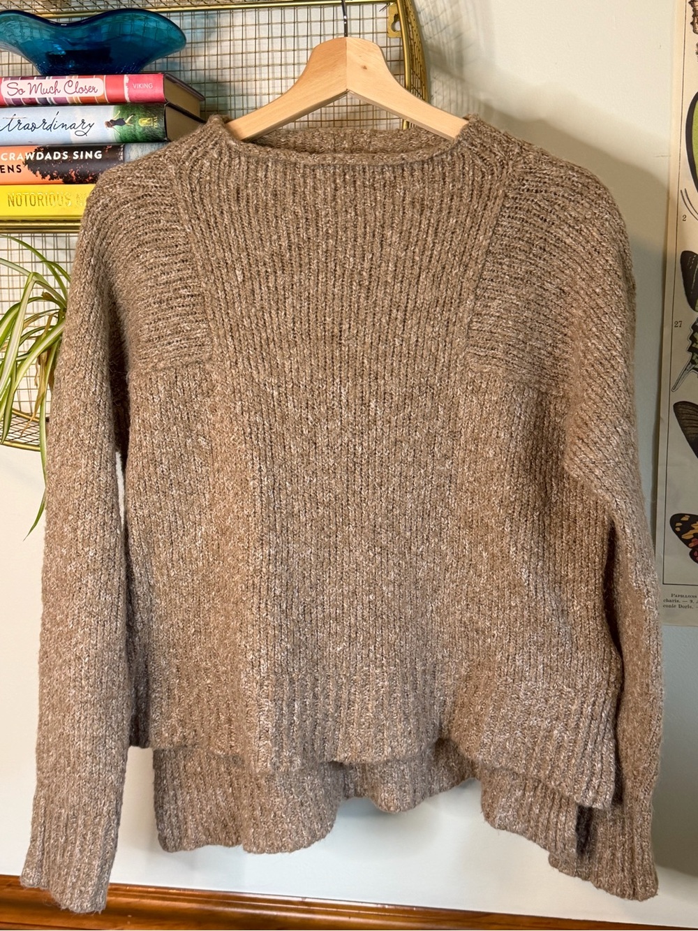 Cozy Ribbed Crewneck Sweater - Taupe XS